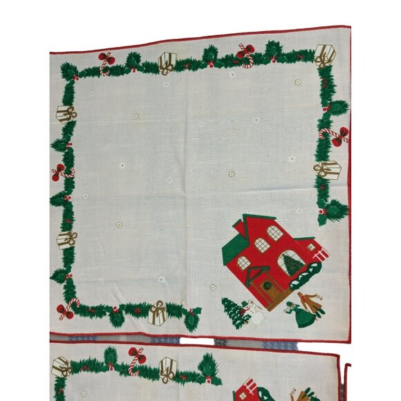 Vintage Christmas Table Napkins Set Of 4  17" x 17"  Holiday Cheer Retro Décor F - Picture 2 of 8